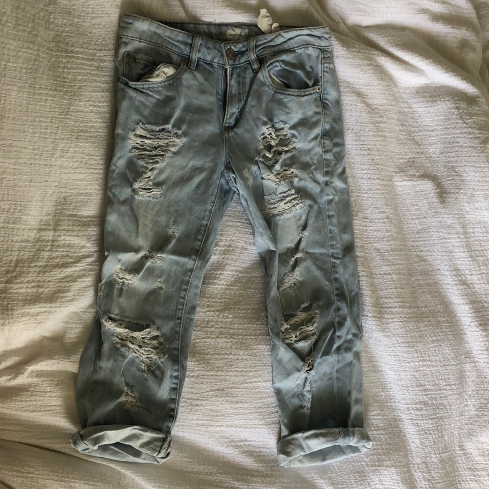 GARAGE Light blue boyfriend (ankle length) jeans